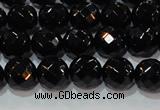 CAG8612 15.5 inches 10mm faceted round black agate gemstone beads