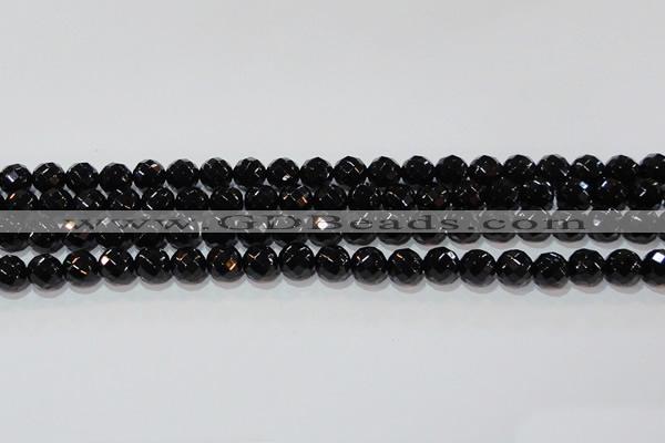 CAG8612 15.5 inches 10mm faceted round black agate gemstone beads