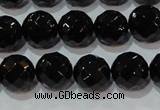 CAG8613 15.5 inches 12mm faceted round black agate gemstone beads