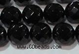 CAG8615 15.5 inches 16mm faceted round black agate gemstone beads