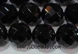 CAG8616 15.5 inches 18mm faceted round black agate gemstone beads