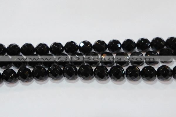 CAG8617 15.5 inches 20mm faceted round black agate gemstone beads