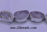 CAG8660 7.5 inches 13*18mm freeform silver plated druzy agate beads