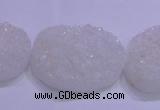 CAG8665 7.5 inches 22*30mm freeform white plated druzy agate beads