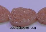 CAG8666 7.5 inches 22*30mm freeform champagne plated druzy agate beads