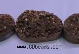 CAG8667 7.5 inches 22*30mm freeform glod plated druzy agate beads