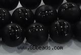 CAG8687 15.5 inches 10mm round matte tibetan agate gemstone beads