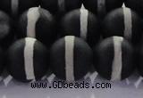 CAG8693 15.5 inches 12mm round matte tibetan agate gemstone beads