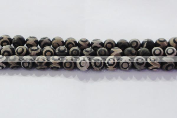 CAG8703 15.5 inches 12mm round matte tibetan agate gemstone beads