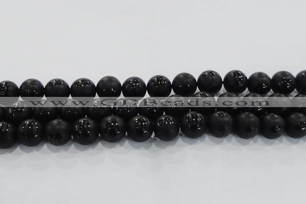 CAG8740 15.5 inches 16mm round matte tibetan agate gemstone beads