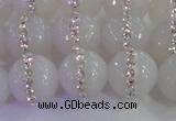 CAG8851 15.5 inches 8mm faceted round agate with rhinestone beads