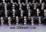 CAG8855 15.5 inches 6mm faceted round agate with rhinestone beads