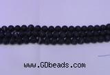 CAG8870 15.5 inches 4mm round matte black line agate beads