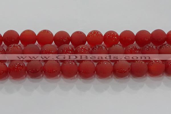 CAG8910 15.5 inches 12mm round matte red agate beads wholesale