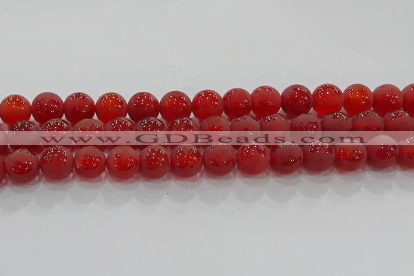 CAG8914 15.5 inches 8mm round matte red agate beads wholesale