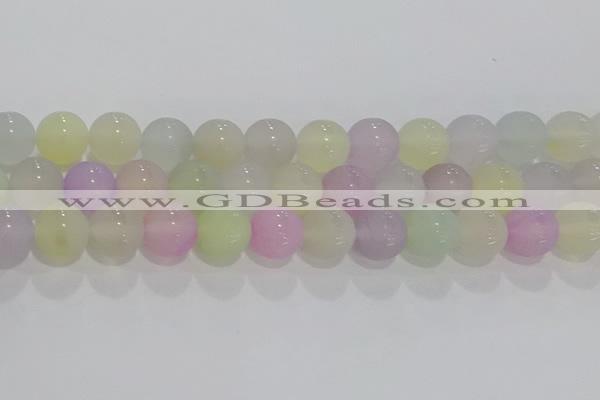 CAG8933 15.5 inches 10mm round matte colorful agate beads wholesale