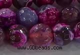 CAG8942 15.5 inches 8mm faceted round fire crackle agate beads