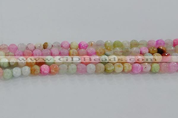 CAG8948 15.5 inches 6mm faceted round fire crackle agate beads