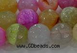 CAG8951 15.5 inches 12mm faceted round fire crackle agate beads