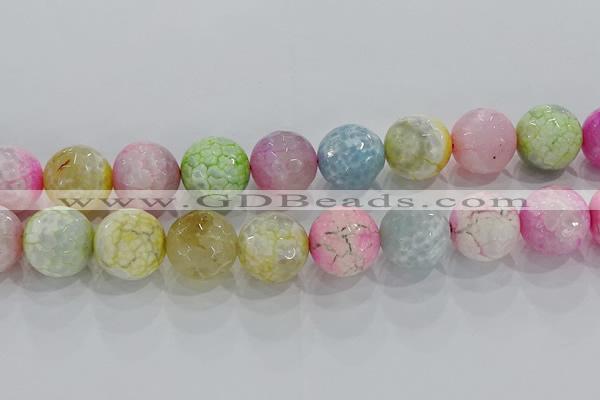 CAG8953 15.5 inches 16mm faceted round fire crackle agate beads