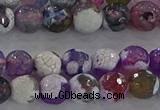 CAG8955 15.5 inches 6mm faceted round fire crackle agate beads