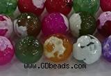 CAG8958 15.5 inches 12mm faceted round fire crackle agate beads