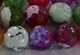 CAG8960 15.5 inches 16mm faceted round fire crackle agate beads