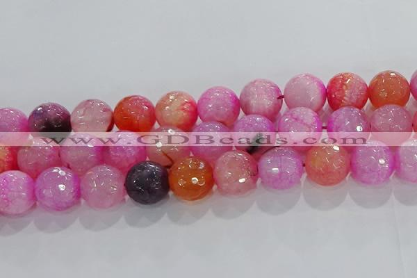 CAG8968 15.5 inches 16mm faceted round fire crackle agate beads