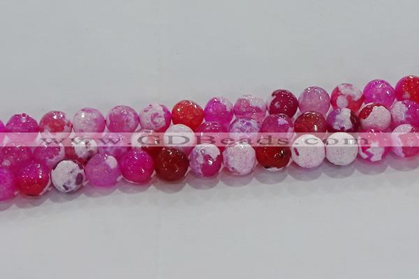 CAG8974 15.5 inches 12mm faceted round fire crackle agate beads