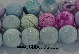 CAG8980 15.5 inches 8mm faceted round fire crackle agate beads