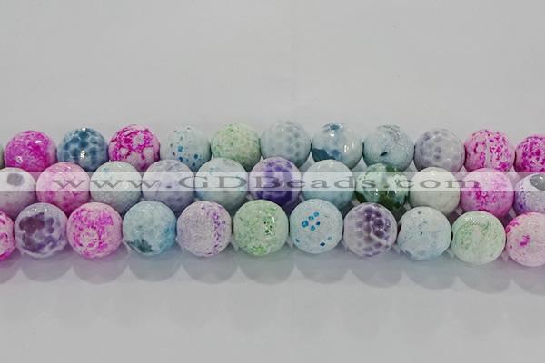 CAG8984 15.5 inches 16mm faceted round fire crackle agate beads