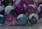 CAG8990 15.5 inches 12mm faceted round fire crackle agate beads