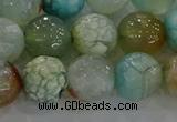 CAG8996 15.5 inches 10mm faceted round fire crackle agate beads