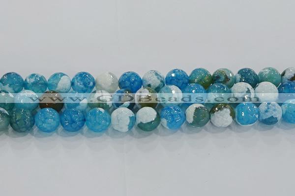 CAG9002 15.5 inches 10mm faceted round fire crackle agate beads