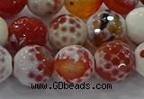 CAG9017 15.5 inches 12mm faceted round fire crackle agate beads