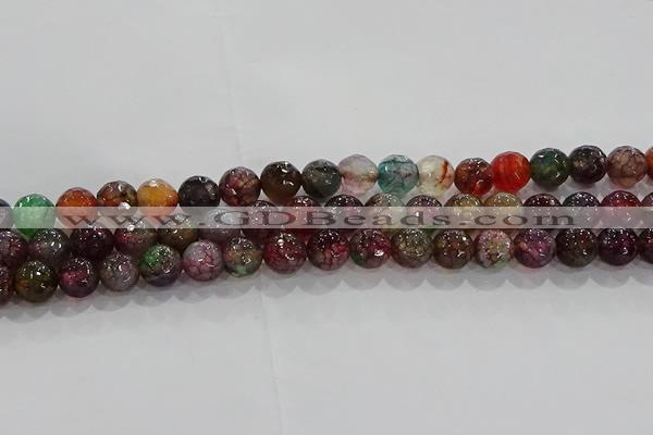 CAG9021 15.5 inches 6mm faceted round fire crackle agate beads