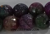 CAG9025 15.5 inches 14mm faceted round fire crackle agate beads