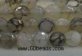 CAG9036 15.5 inches 8mm faceted round dragon veins agate beads