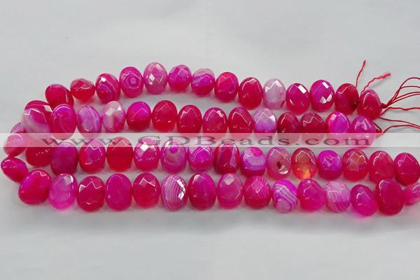 CAG9050 15.5 inches 13*18mm faceted oval line agate beads