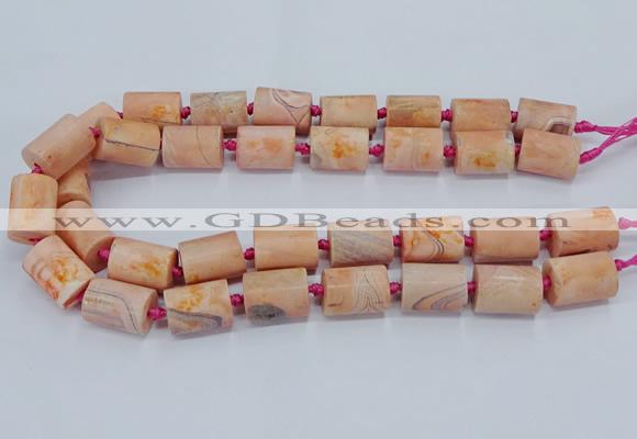 CAG9075 15.5 inches 15*17mm - 15*20mm tube dragon veins agate beads