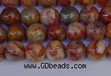 CAG9100 15.5 inches 4mm round red crazy lace agate beads