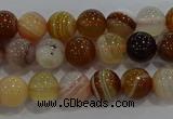 CAG9155 15.5 inches 6mm round line agate beads wholesale