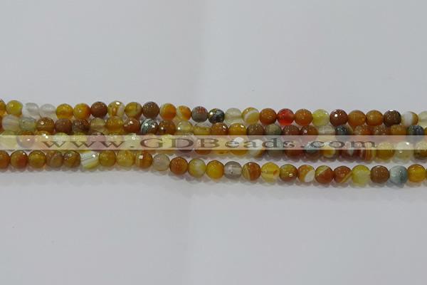 CAG9212 15.5 inches 6mm faceted round line agate gemstone beads