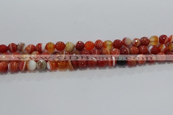 CAG9231 15.5 inches 8mm faceted round line agate beads wholesale