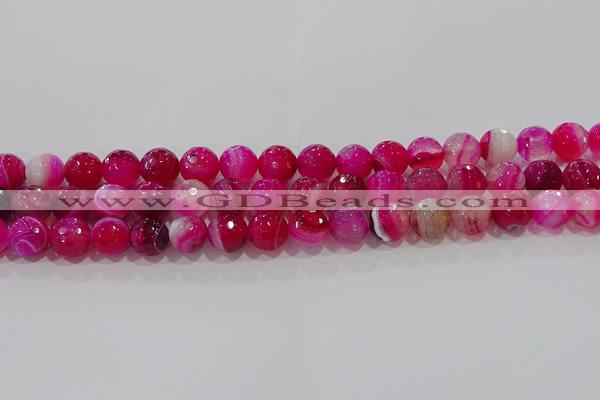 CAG9242 15.5 inches 10mm faceted round line agate beads wholesale