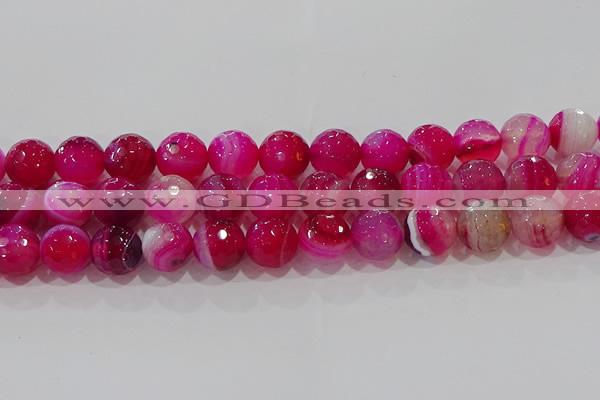 CAG9244 15.5 inches 14mm faceted round line agate beads wholesale