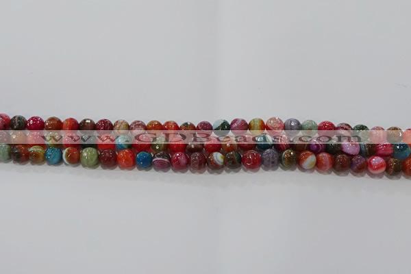 CAG9263 15.5 inches 6mm faceted round line agate beads wholesale