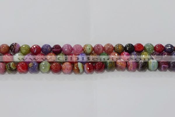 CAG9265 15.5 inches 10mm faceted round line agate beads wholesale