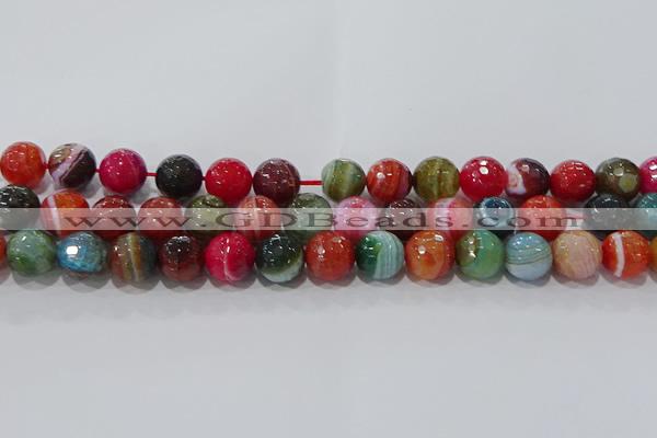 CAG9266 15.5 inches 12mm faceted round line agate beads wholesale