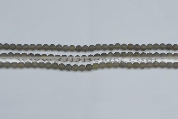 CAG9310 15.5 inches 4mm round matte grey agate beads wholesale